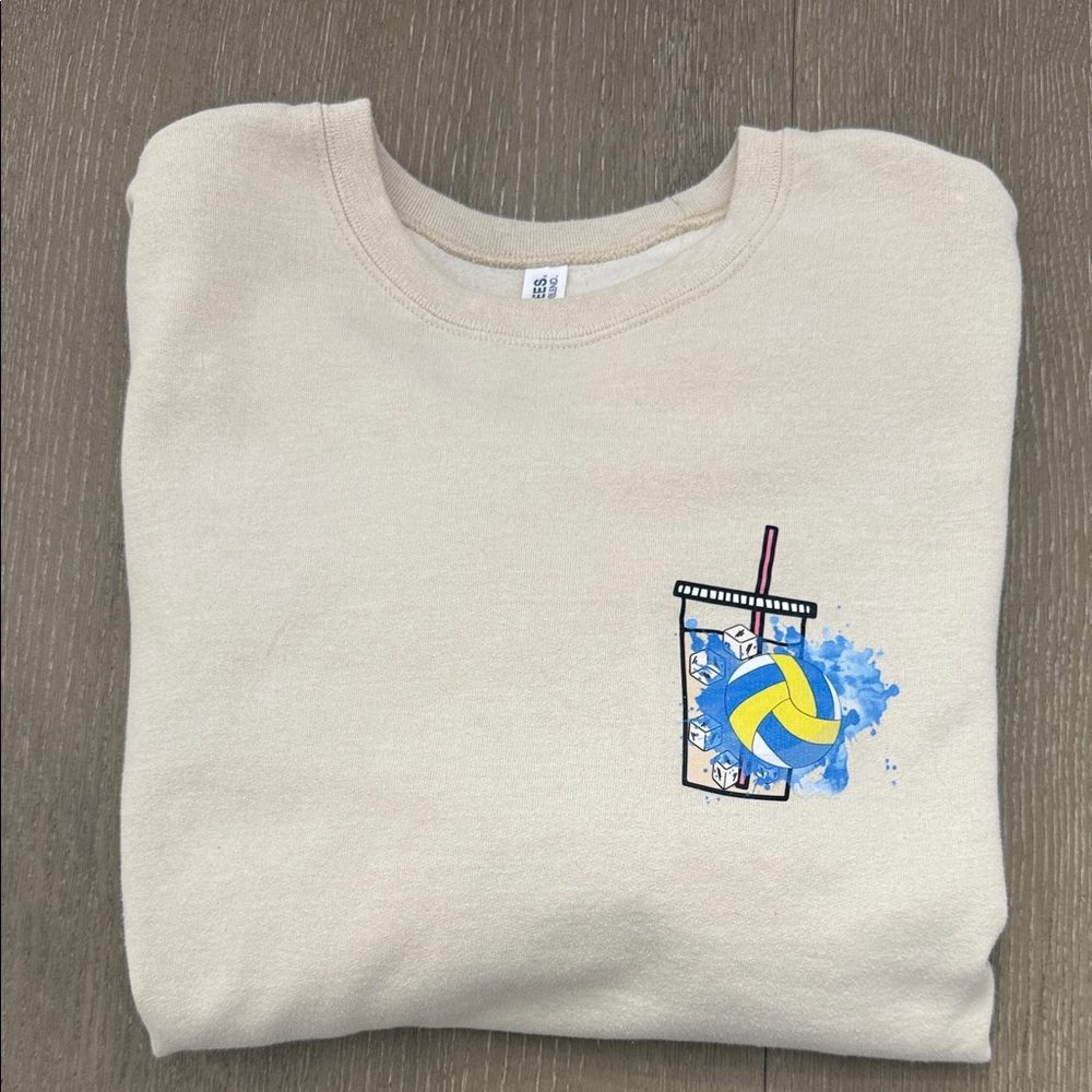 Beige Sweatshirt with design Iced Coffee & Volleyball 🏐